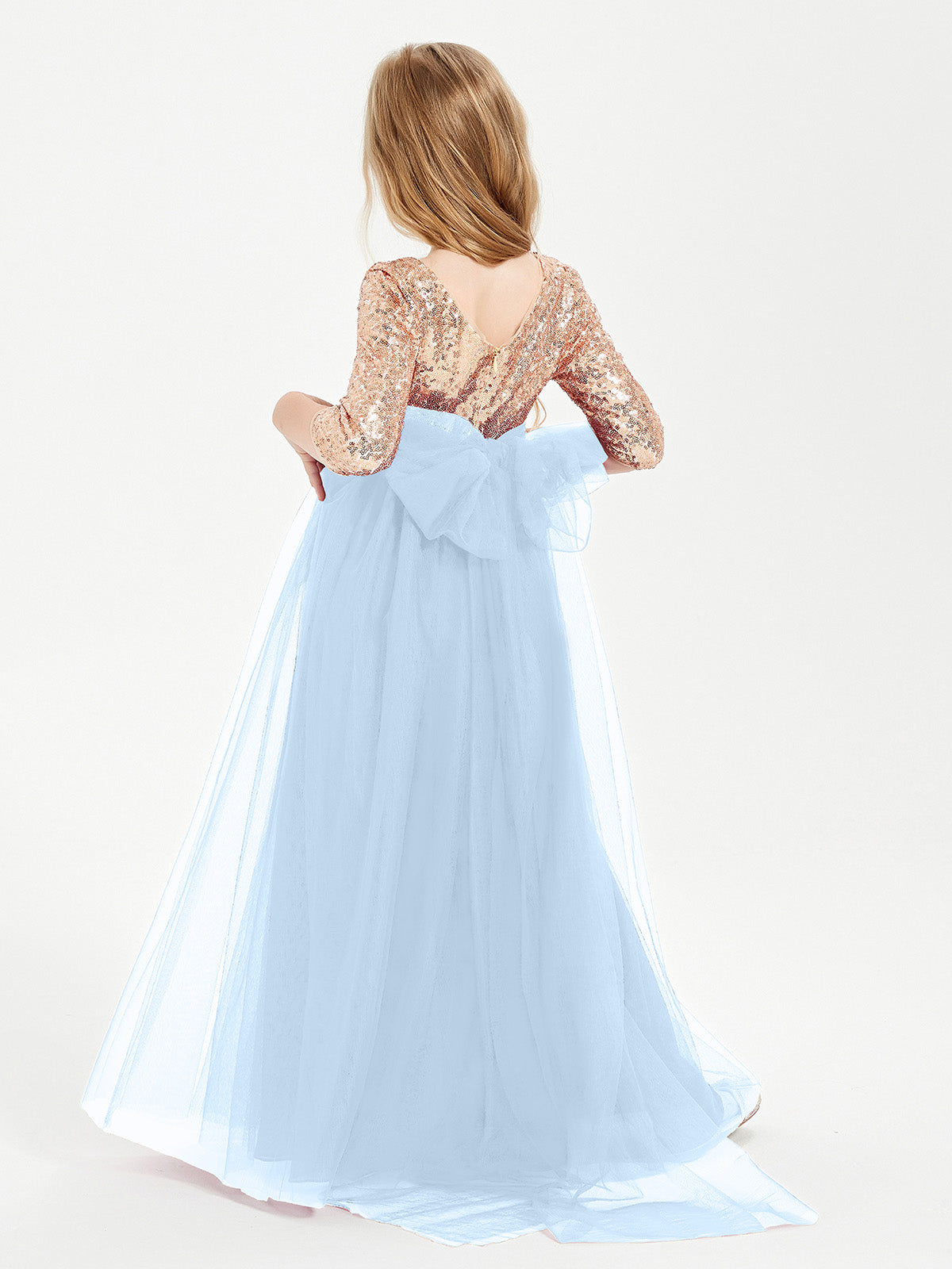 Sparkling Sequined Junior Bridesmaids Gown Sky Blue
